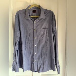 Untuckit Shirt Men’s Sz XXL Wrinkle Free Blue Purple Checked Long Sleeve Ducale